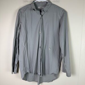 Humanoid Gray Button Down Long Sleeve Shirt Dress 100% Cotton Button Front Small